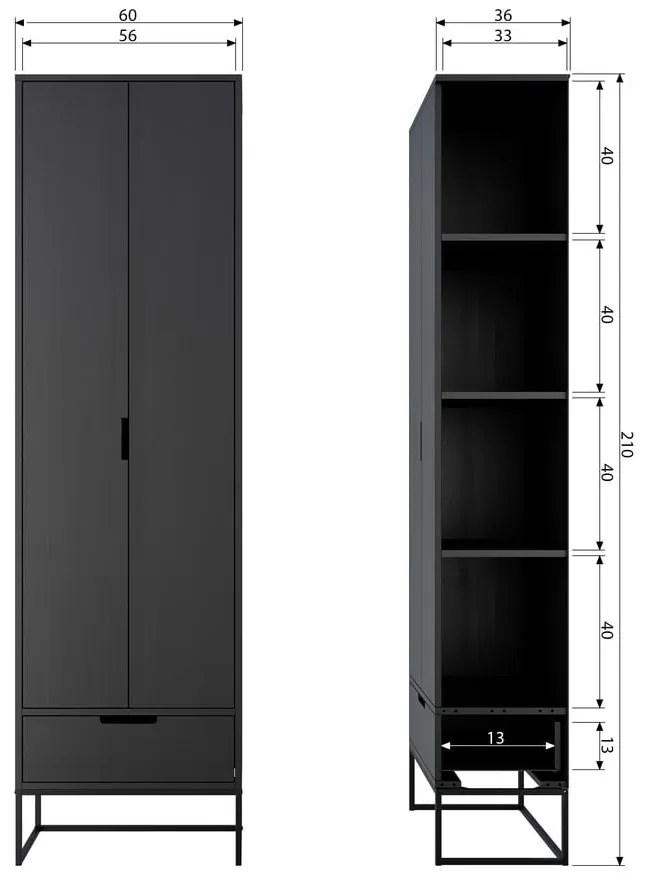 Armadio in frassino nero 60x210 cm Silas - WOOOD