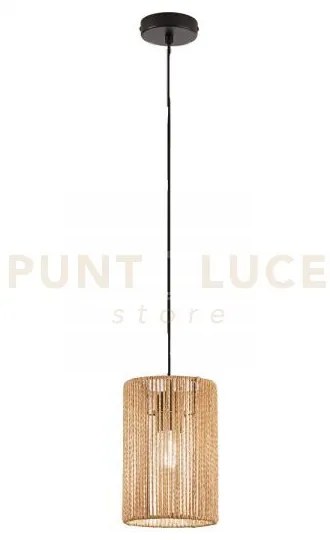 Lampadario a sospensione tropikana legno intrecciato 1 luce attacco...