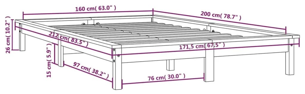 Giroletto 160x200 cm in Legno Massello di Pino