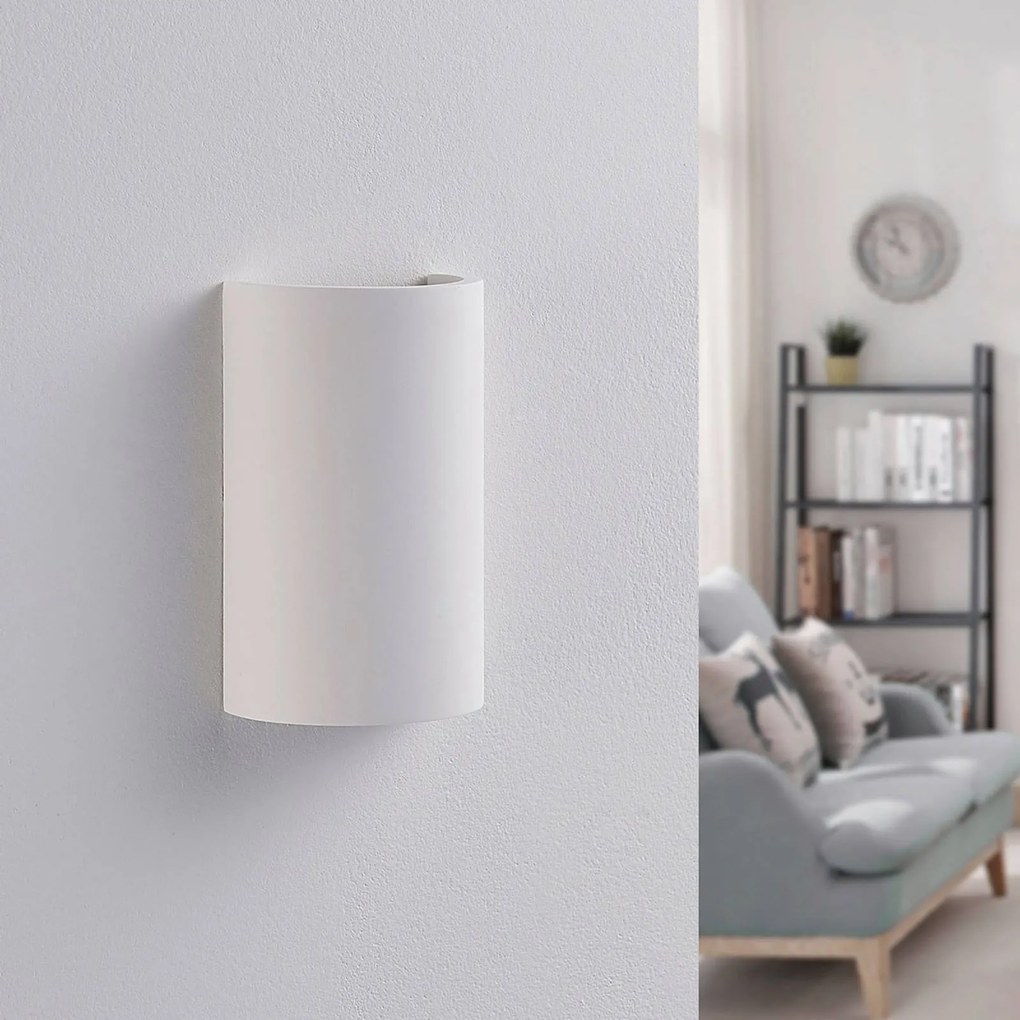 Applique da parete a LED Jenke Lindby, Bianco / Opale, Soggiorno / Sala da pranzo, Gesso / Argilla, Moderno, Applique a LED