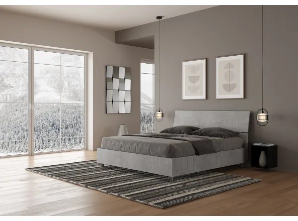Letto matrimoniale contenitore 160x190 testata inclinata cemento Demas
