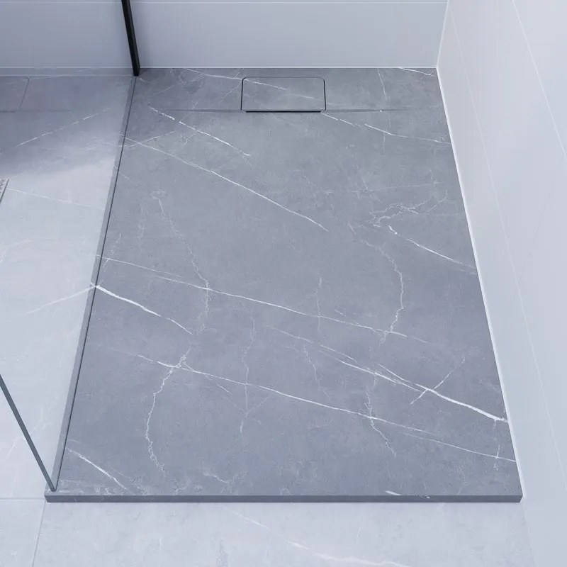 Piatto doccia NEO V2 SENSEA in composito minerale di resina gelificata grigio L 70 x L 120 x H 2.7 cm opaco effetto marmo