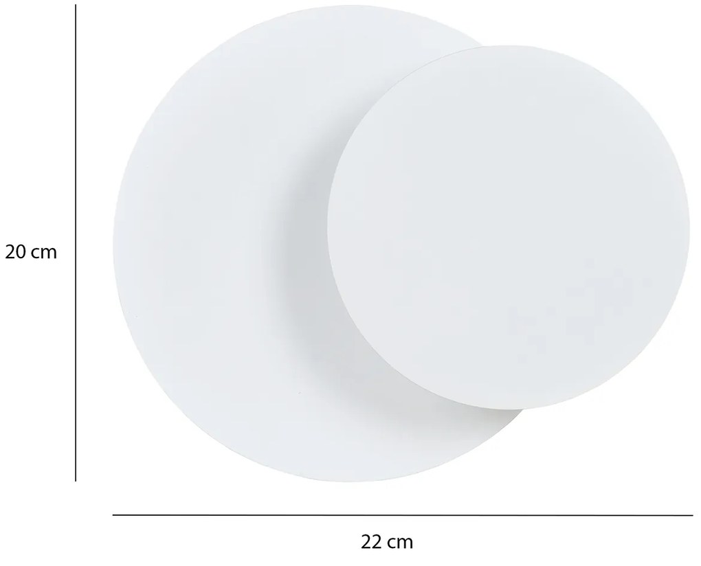 Applique 1 Luce A Disco Con Base In Acciaio Bianco