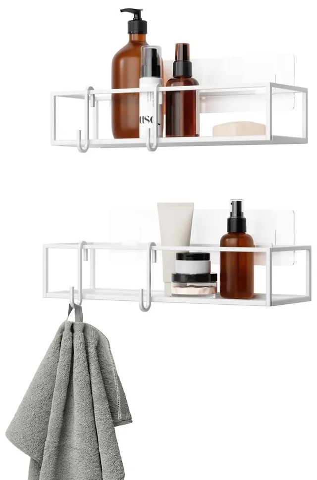 Mensola da bagno autoportante in acciaio bianco Cubiko - Umbra