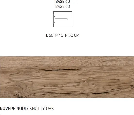 Mobile bagno 60 cm sospeso HAITI finitura Rovere Nodi