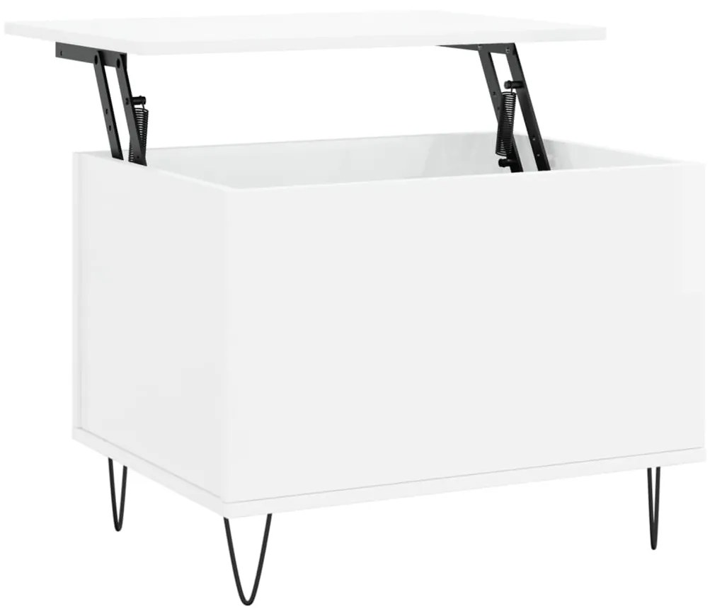 Tavolino salotto bianco lucido 60x44,5x45 cm legno multistrato