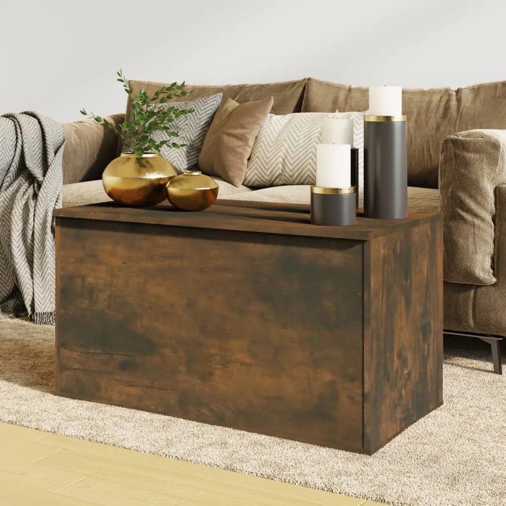Cassapanca rovere fumo 84x42x46 cm in legno ingegnerizzato