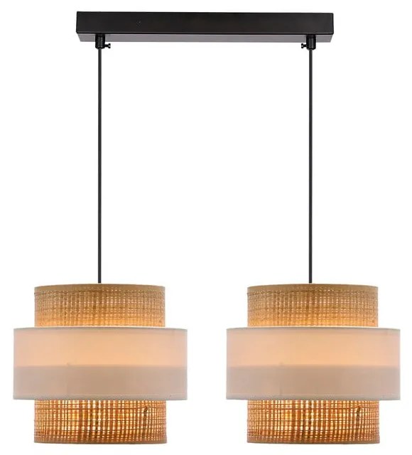 Lampada a sospensione con paralume in rattan bianco e naturale ø 20 cm Rattan - Candellux Lighting