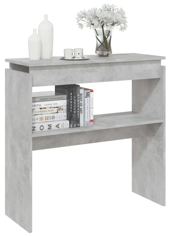 Tavolino consolle grigio cemento 80x30x80cm legno multistrato