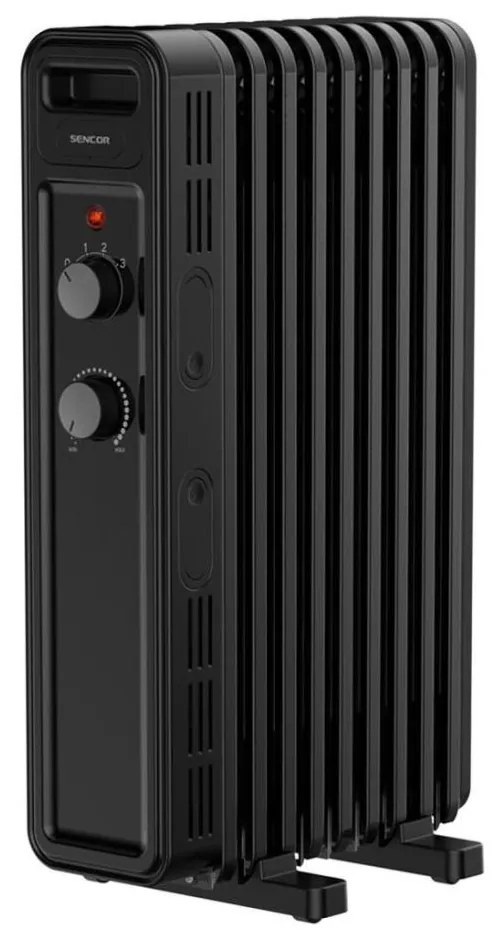Sencor - Radiatore elettrico a olio con 9 elementi, 3 livelli di potenza 800/1200/2000 W, 230 V, nero