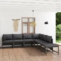 Set Divani da Giardino 7 pz con Cuscini in Polyrattan Grigio cod mxl 36227