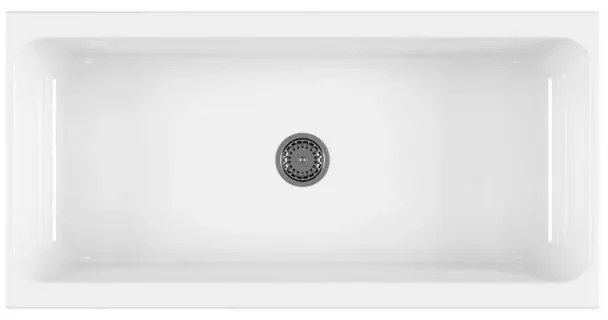 Lavabo a canale 120x45 cm dappoggio o sospeso in ceramica lucida
