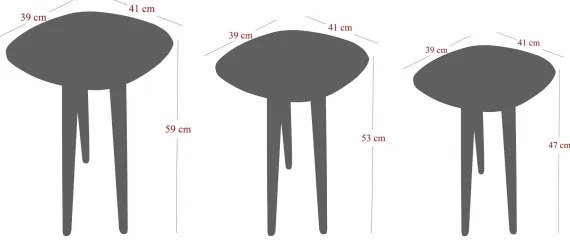 SET 3x Tavolino TYN marrone