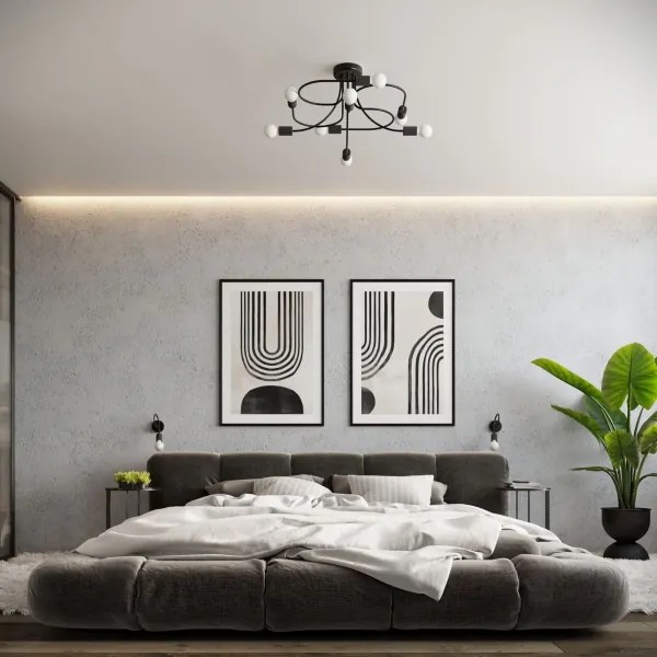 Sollux SL.1457 - Lampadario a sospensione con supporto rigido LEVAR 8xE27/15W/230V nero