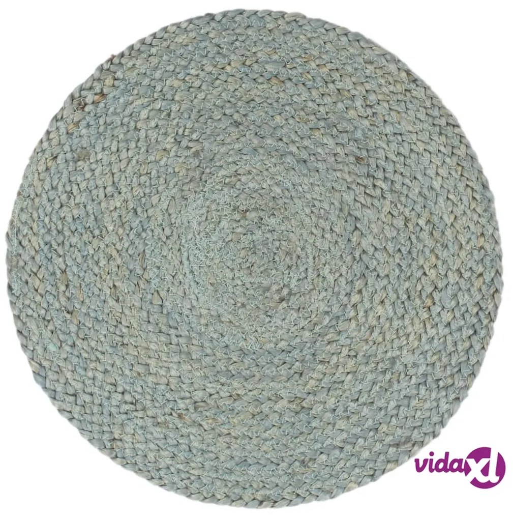 vidaXL Tovagliette 4 pz Verde Oliva Neutro 38 cm Rotonde in Juta