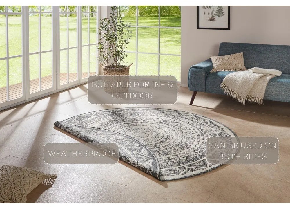 Tappeto da esterno grigio e crema , ø 140 cm Siruma - NORTHRUGS