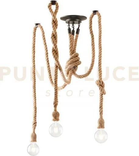 Plafoniera industrial rope canapa 3 luci attacco e27 250cm
