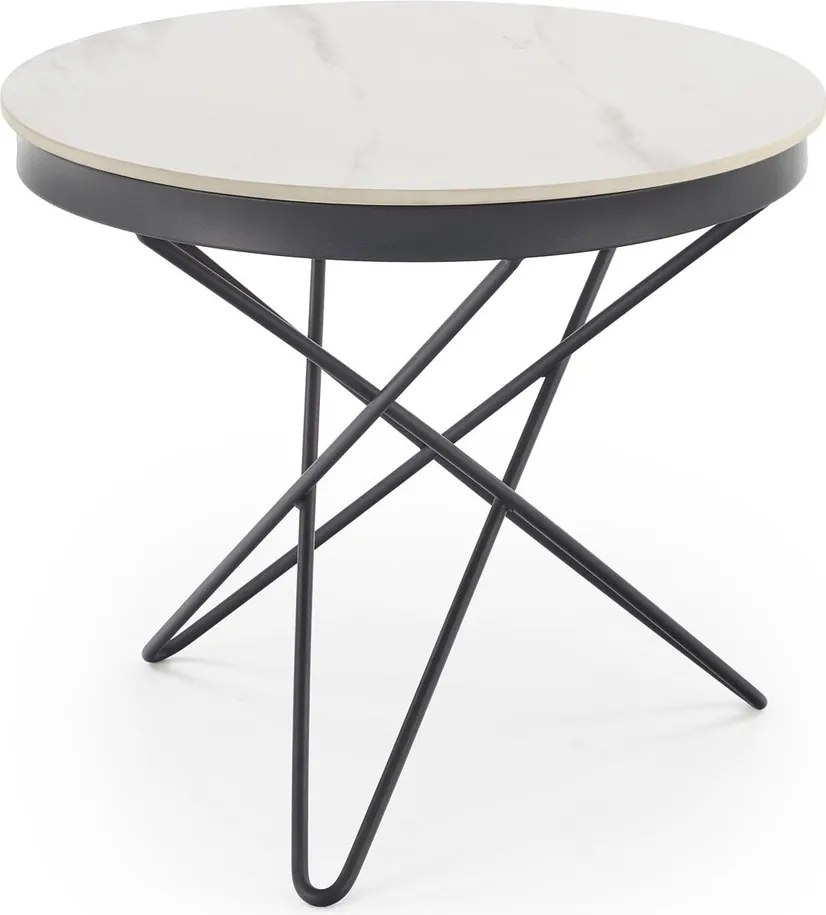 Tavolino Leila 2 effetto marmo bianco e nero – Ø60x55 cm