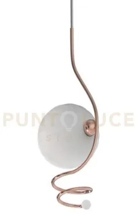 Sospensione milu rame 1 luce con sferma bianco opaco senza base