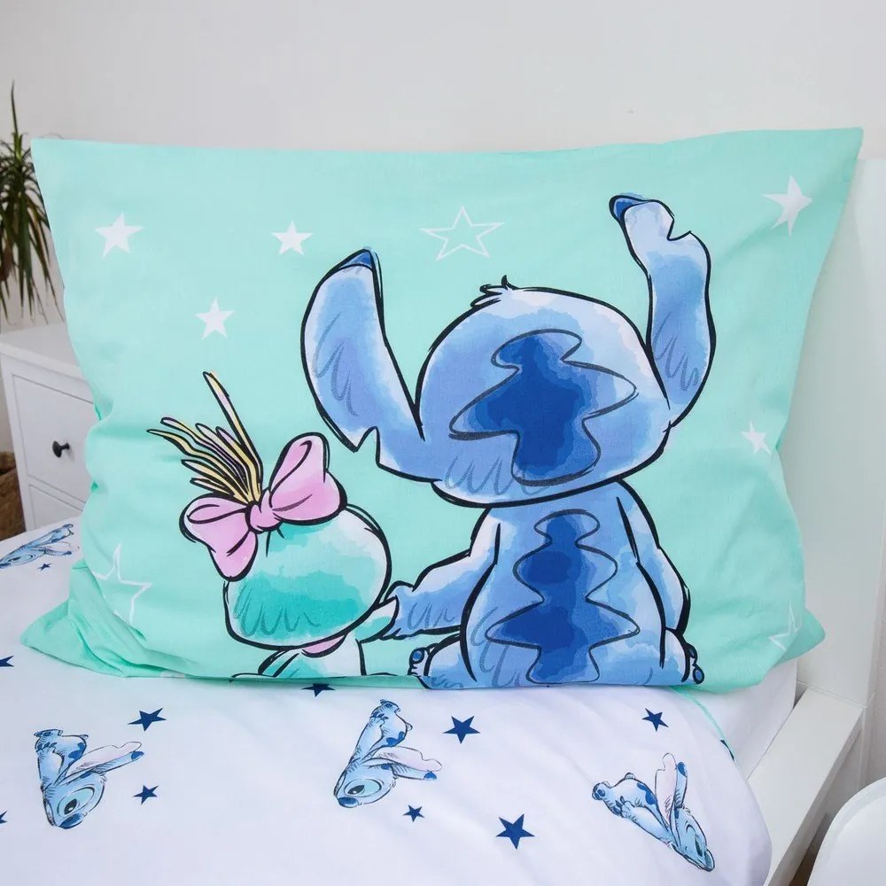 Set copripiumino e federa da bambini color menta in cotone per letto singolo 140x200 cm Lilo &amp; Stitch "Buddies" – Jerry Fabrics