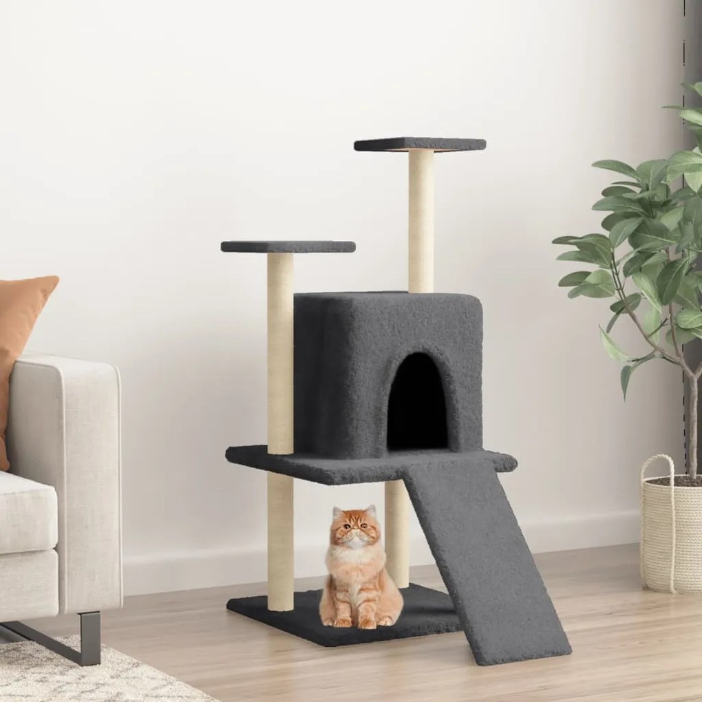 Albero per gatti con tiragraffi in sisal grigio scuro 110 cm