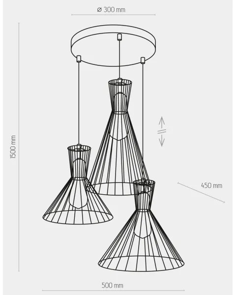 Lampadario a sospensione con filo SAHARA 3xE27/60W/230V