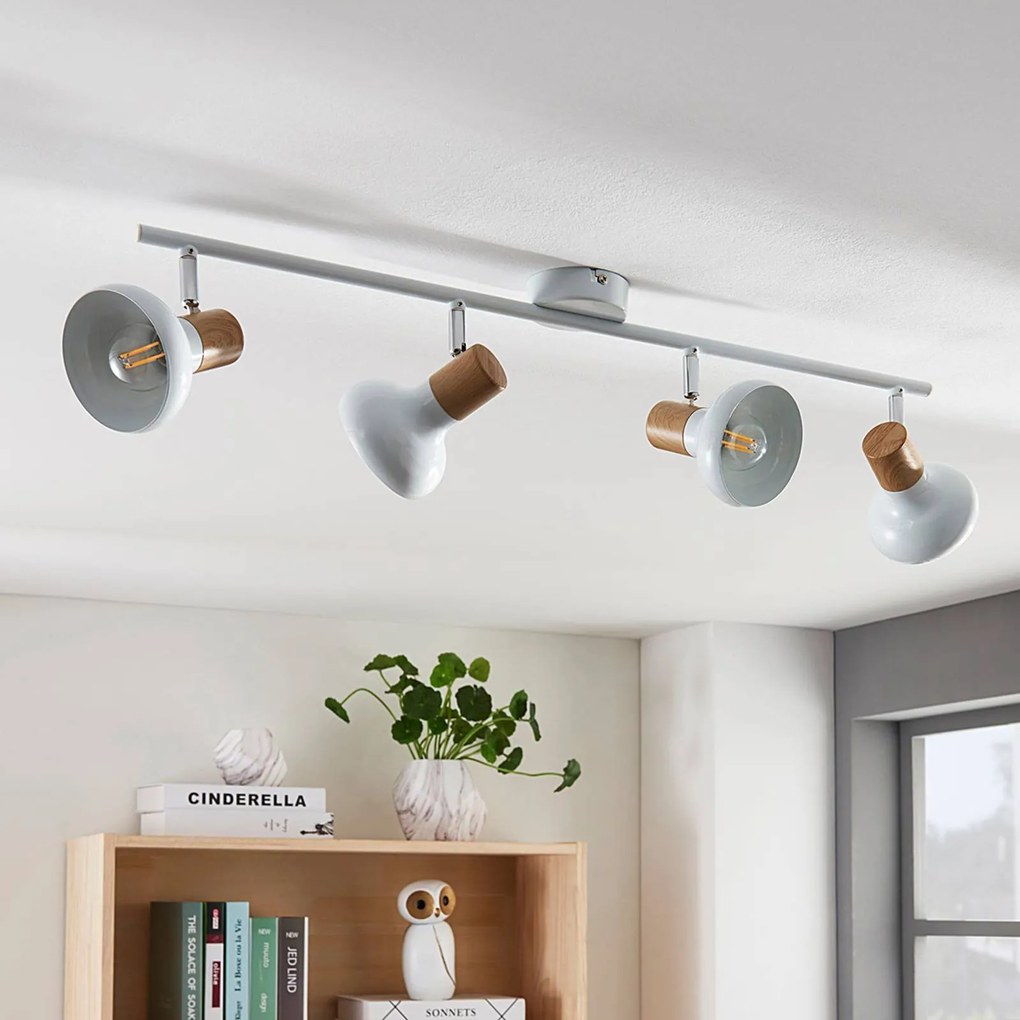 Lindby Fridolin, faretto da soffitto, 70 cm, a 4 luci, bianco, metallo