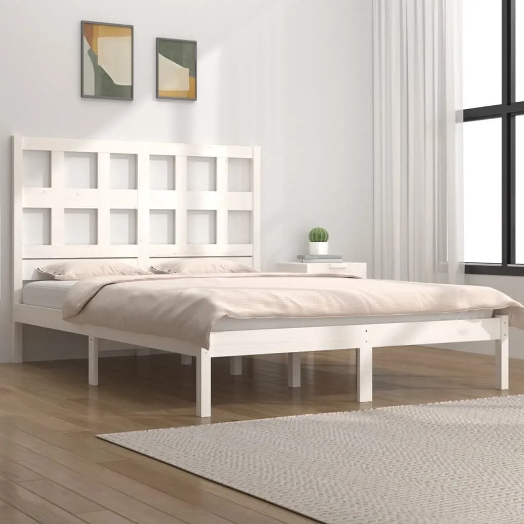 Giroletto Senza Materasso Bianco 140x200 Cm Legno Massello Pino /