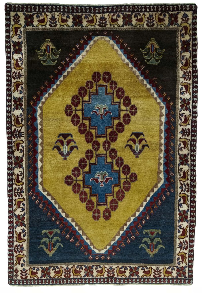 Gabbeh Tappeto 160x110 Giallo (Iran) Annodato A Mano
