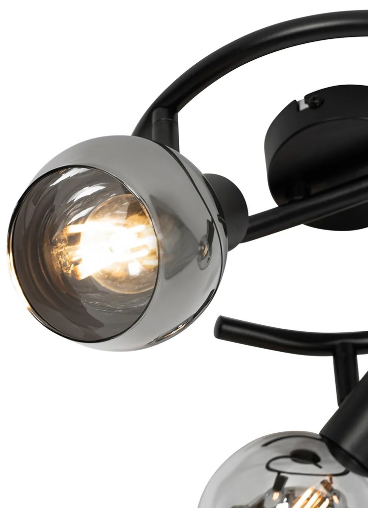 Faretto da Soffitto Smart Nero con Vetro Fumè 3 Luci incl. WiFi P45 - Vidro
