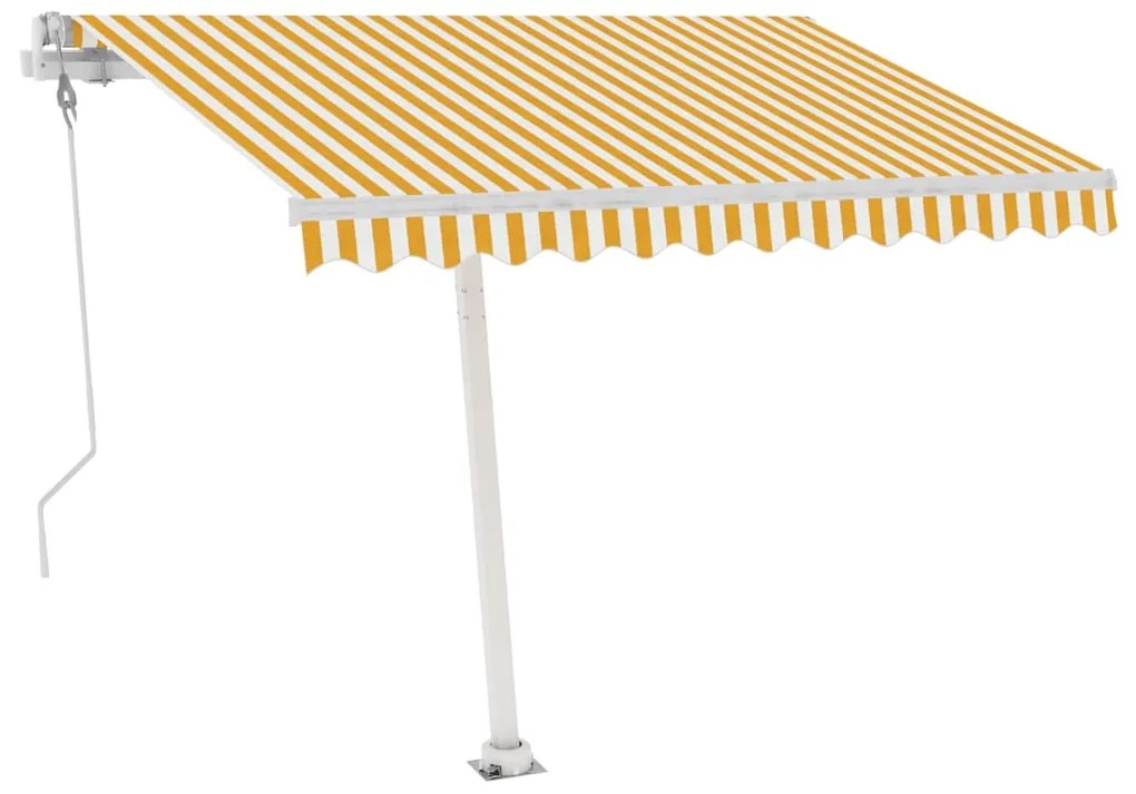 Tenda Automatica Sensore Vento e LED 350x250 cm Gialla Bianca