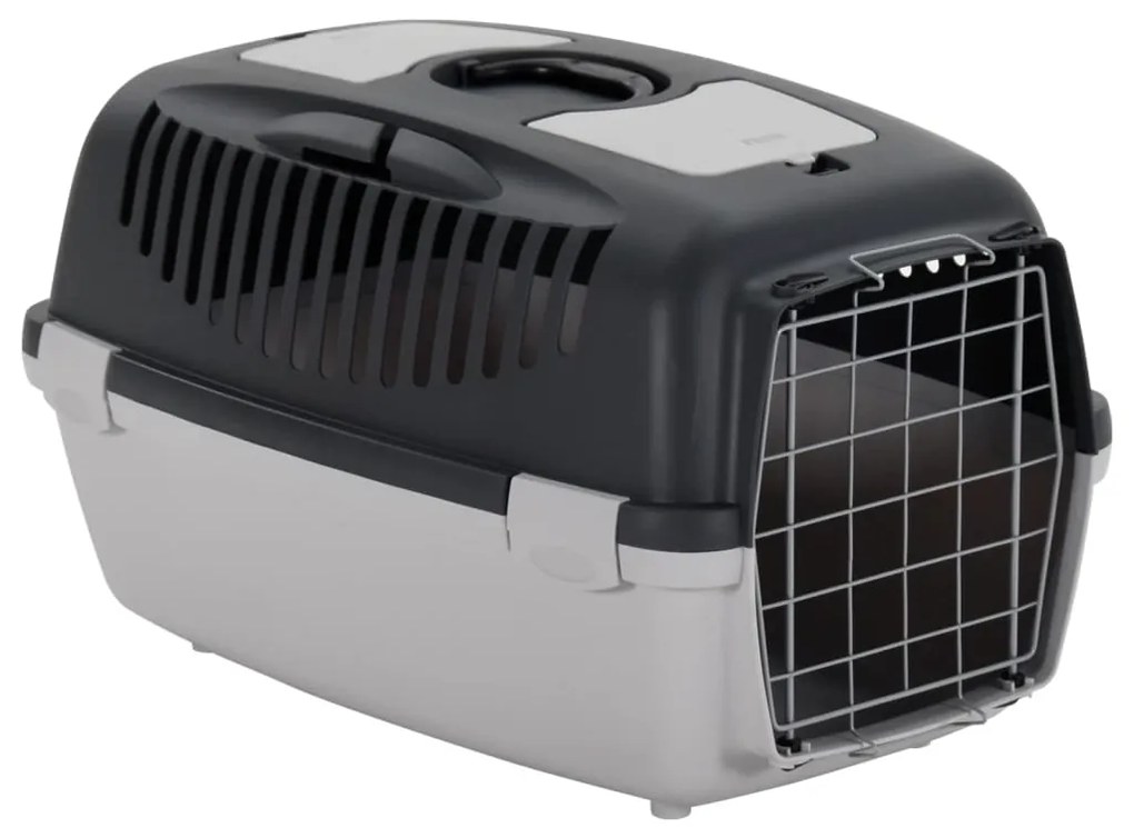 Trasportino Per Animali Domestici Grigio E Nero 61x40x38 Cm Pp /