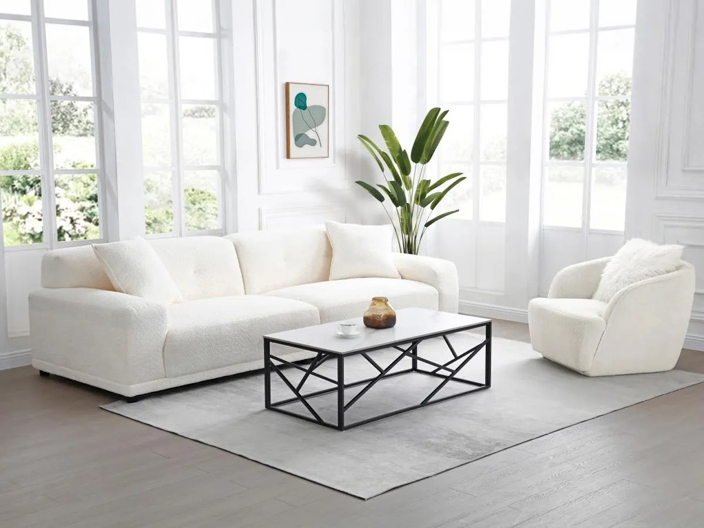 Tavolino in ceramica e Metallo Effetto marmo Bianco e Nero - MELRONE di PASCAL MORABITO