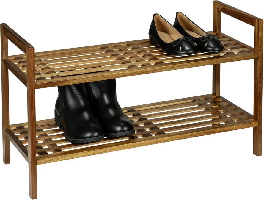 Scarpiera di colore naturale in acacia massiccia 69x40,5x27 cm Fondi – Wenko