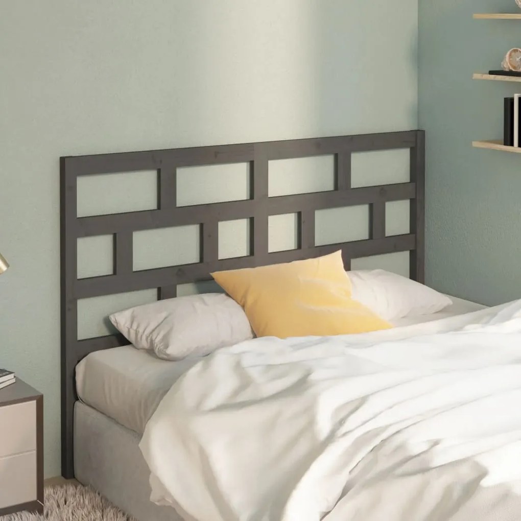 Testiera Letto Grigia 166x4x100cm İn Legno Massello Di Pino /