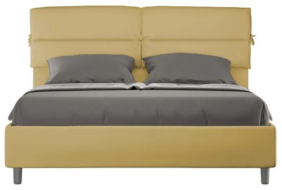 Letto matrimoniale e rete 160x190 in microfibra ocra Nandy