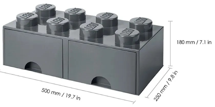 Scatola portaoggetti per bambini grigio scuro con 2 cassetti - LEGO®