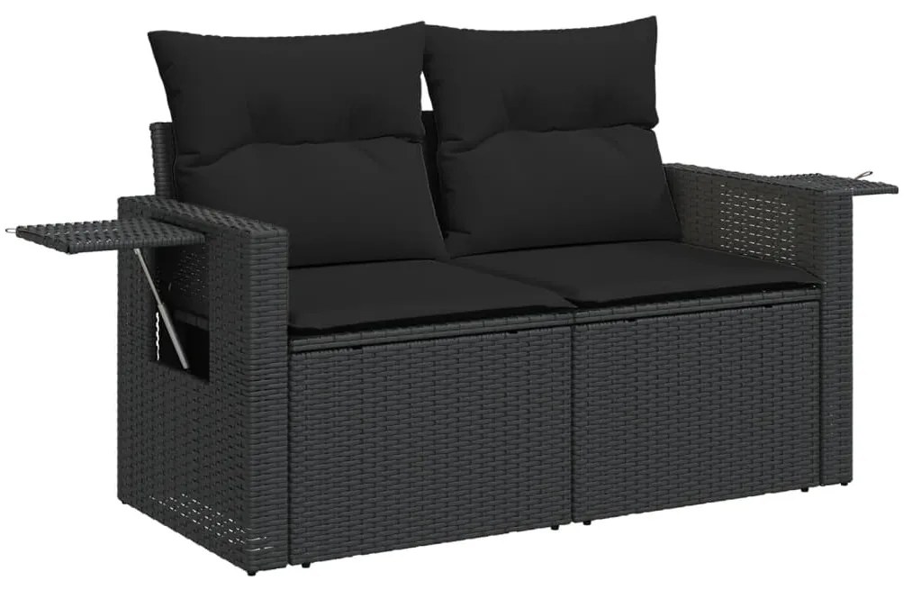 Set Divani da Giardino 12 pz con Cuscini Nero in Polyrattan