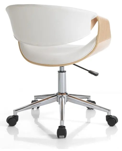 Sedia da ufficio bianca/di colore naturale in similpelle Visby – Tomasucci