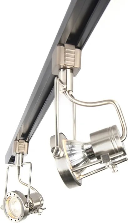 Sistema di binari monofase Smart nero con acciaio incl. 5 WiFi GU10 - Iconic Suplux