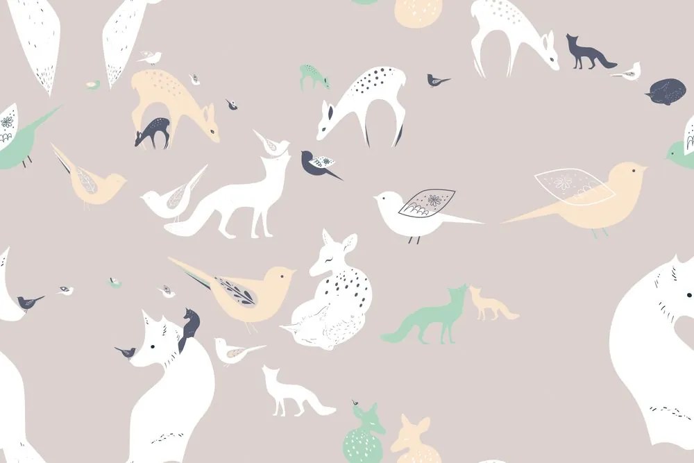 Carta da parati autoadesiva – Coesistenza degli animali del bosco
