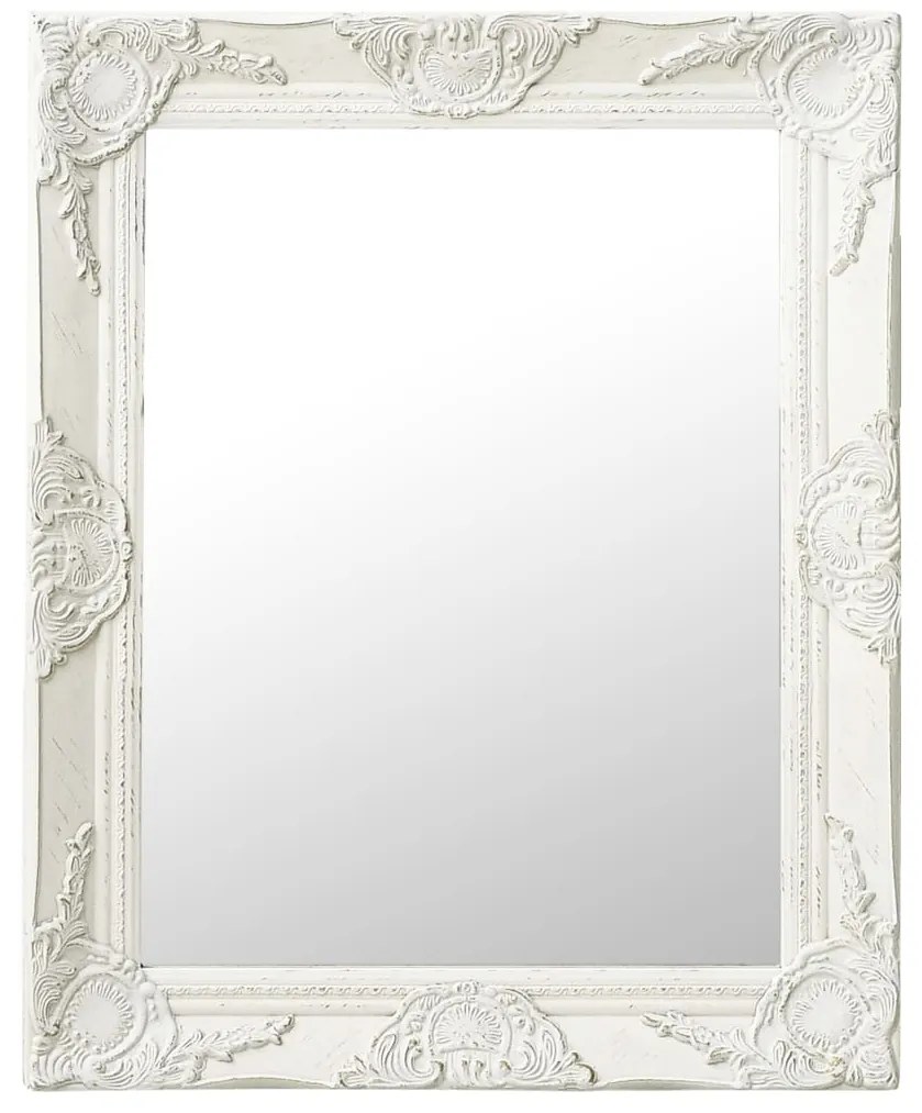 Specchio Da Parete Stile Barocco 50x60 Cm Bianco /