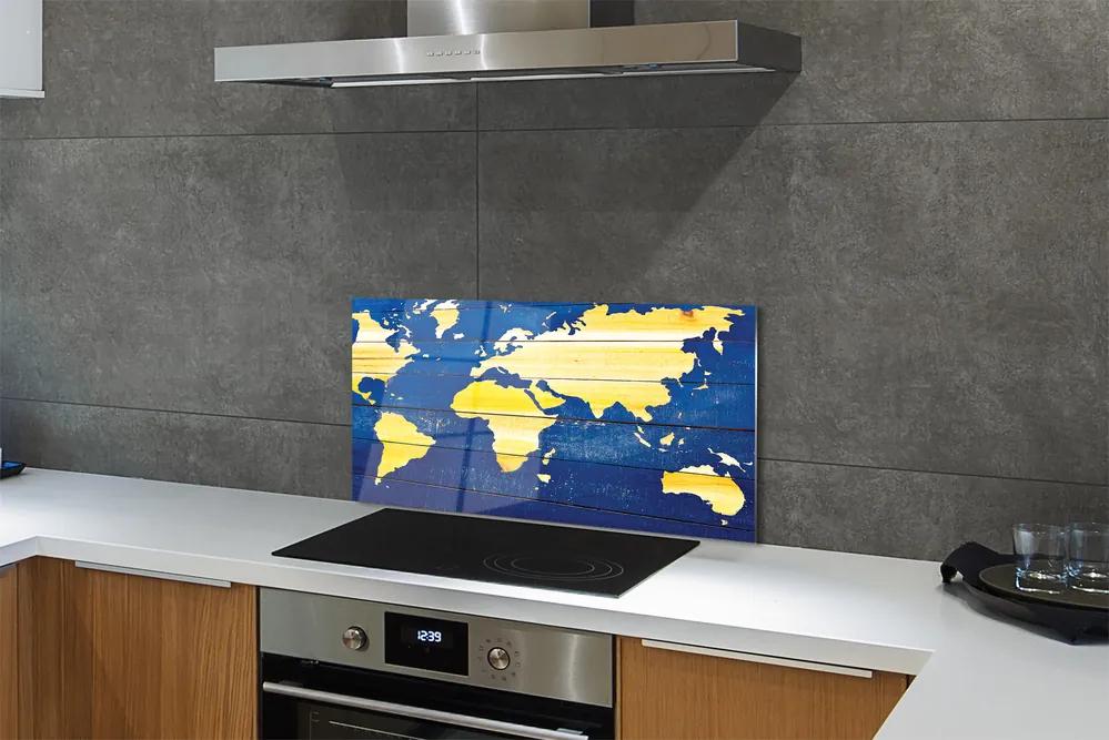 Rivestimento parete cucina Mappa su tavole blu 100x50 cm