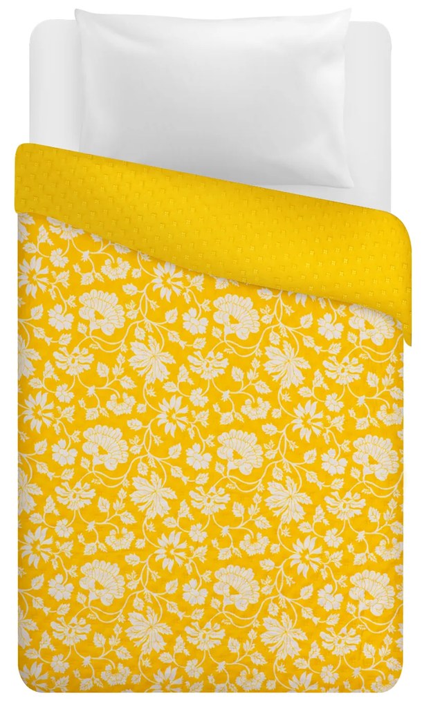 Trapuntino singolo fiori giallo double face