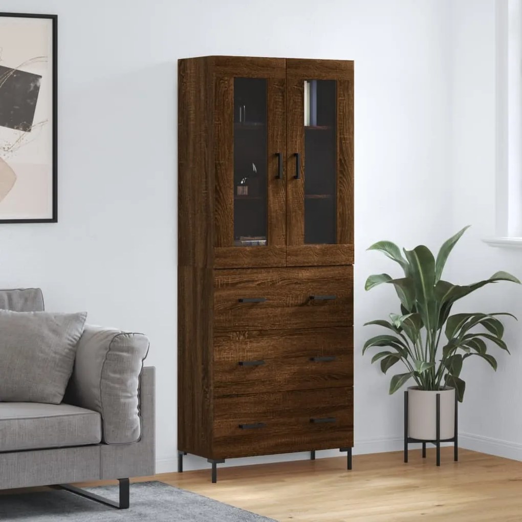Credenza Rovere Marrone 69,5x34x180 Cm İn Legno Multistrato /