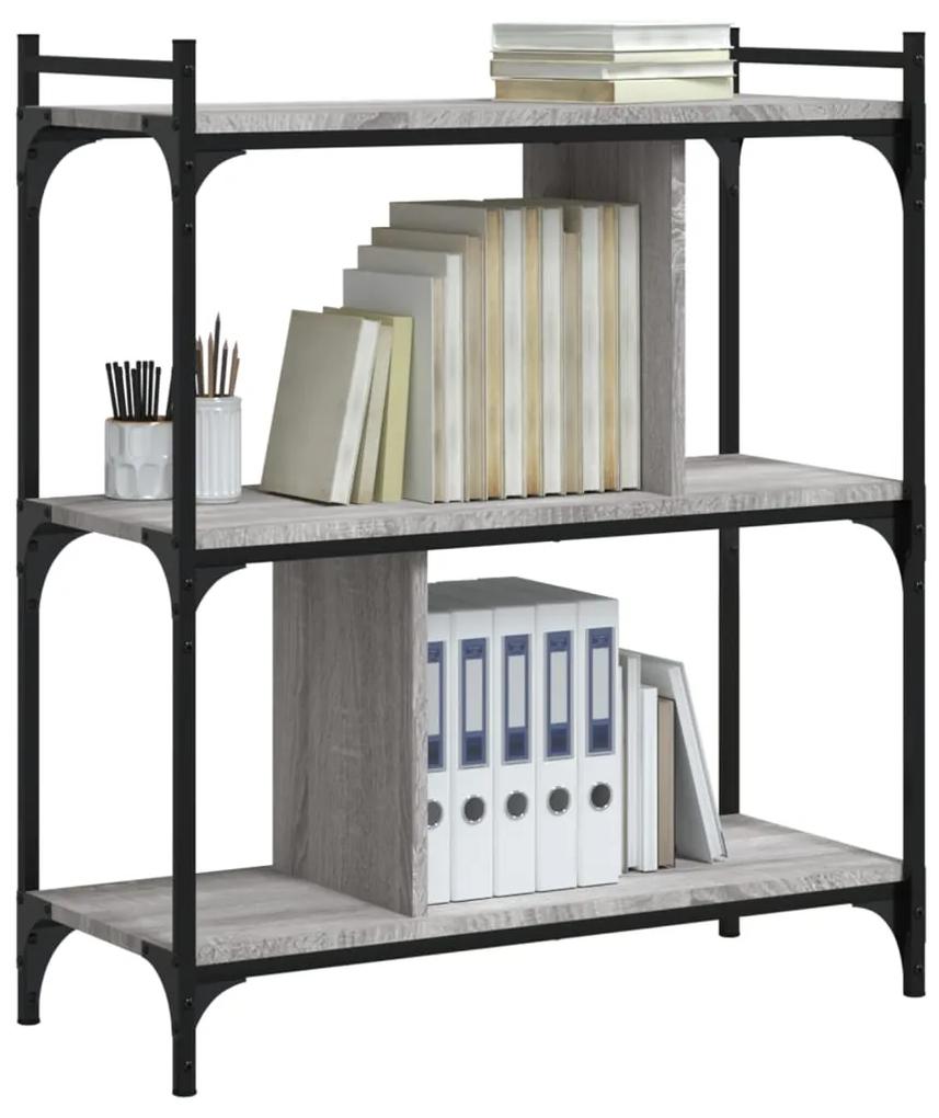 Libreria grigio sonoma 3 ripiani 76x32x88 cm legno multistrato