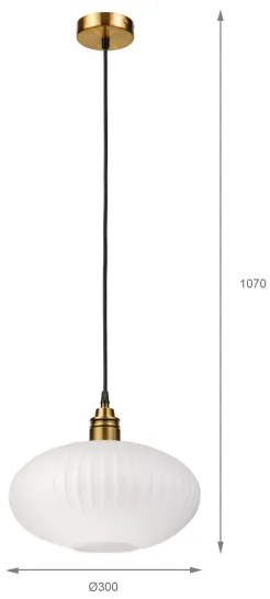Lampadario sospeso con cavo HECTOR 1xE27/15W/230V, bianco/ottone, Ø 30 cm