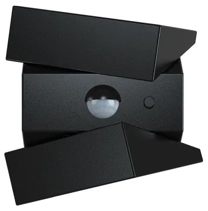 Lampada solare da parete a LED con sensore, 2,5 W / 3,7 V, IP65, 1200 mAh, nera