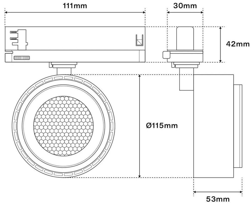 Faro LED 34WTrifase Regolabile 15°-60° Nero con driver Philips CRI97 UGR11 Colore Bianco Variabile CCT