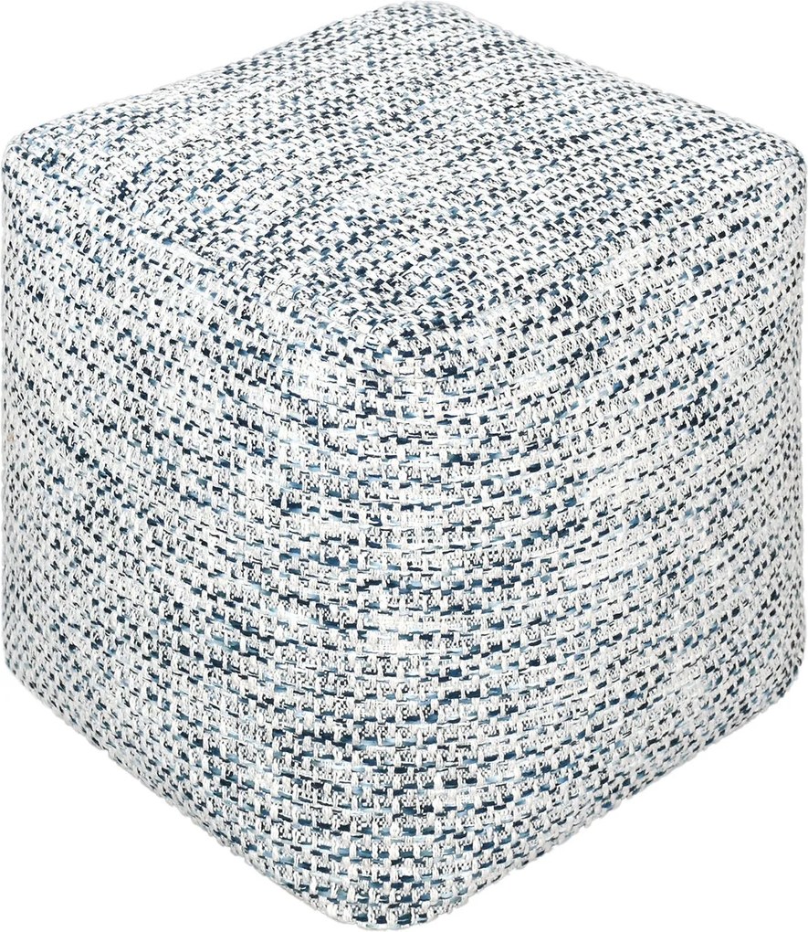 IVOR - pouf in lana avorio con decoro 40 x 40